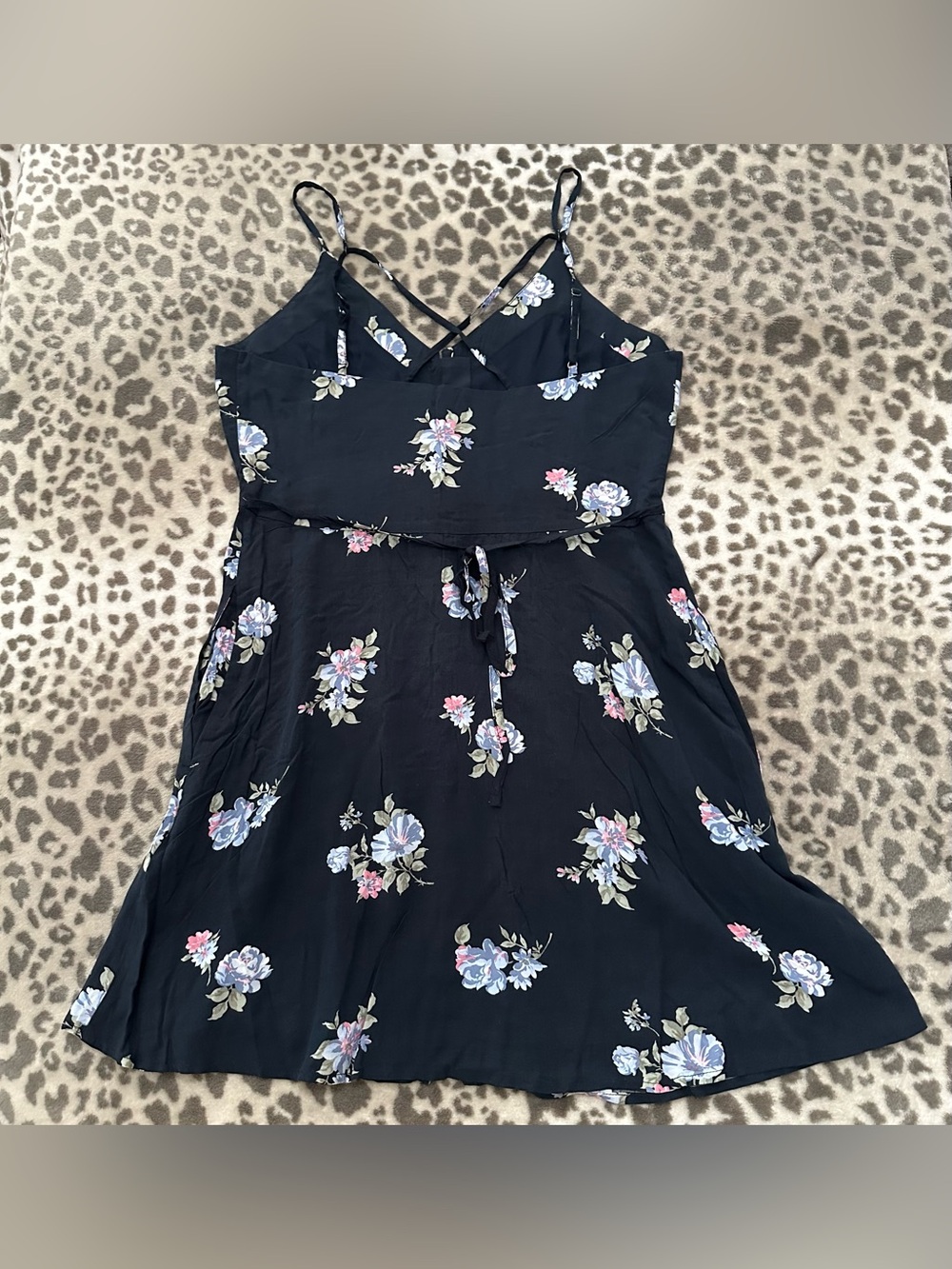 Abercrombie & Fitch Button Front V-Neck Cami Strap Mini Sundress Blue Floral S - Picture 13 of 17